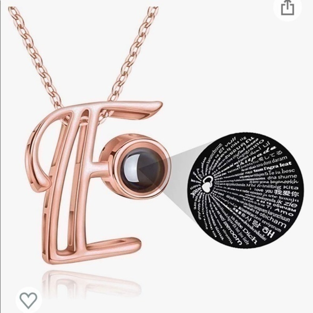I love you in 100 languages necklace letter “E”